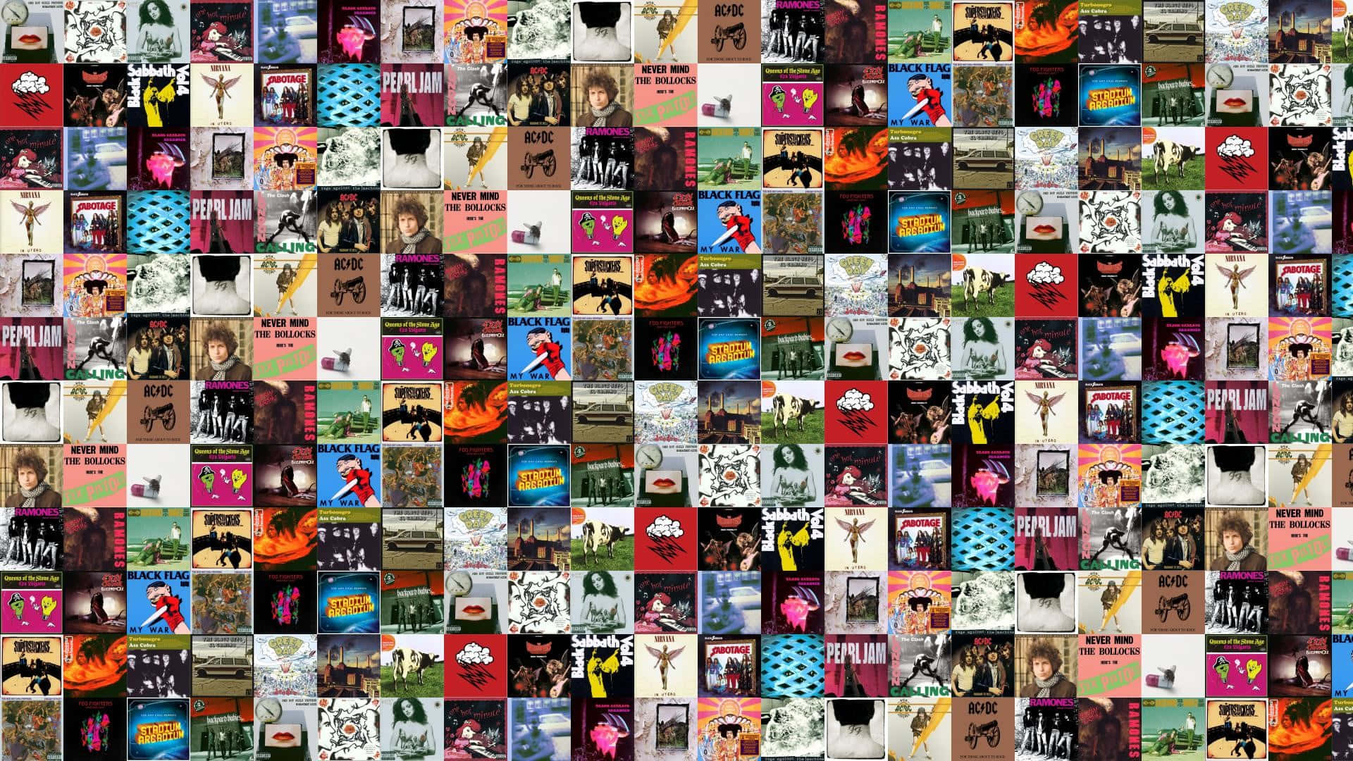 Red Hot Chili Peppers, vintage punk rock album covers, dense grid pattern, Full HD Desktop Wallpaper