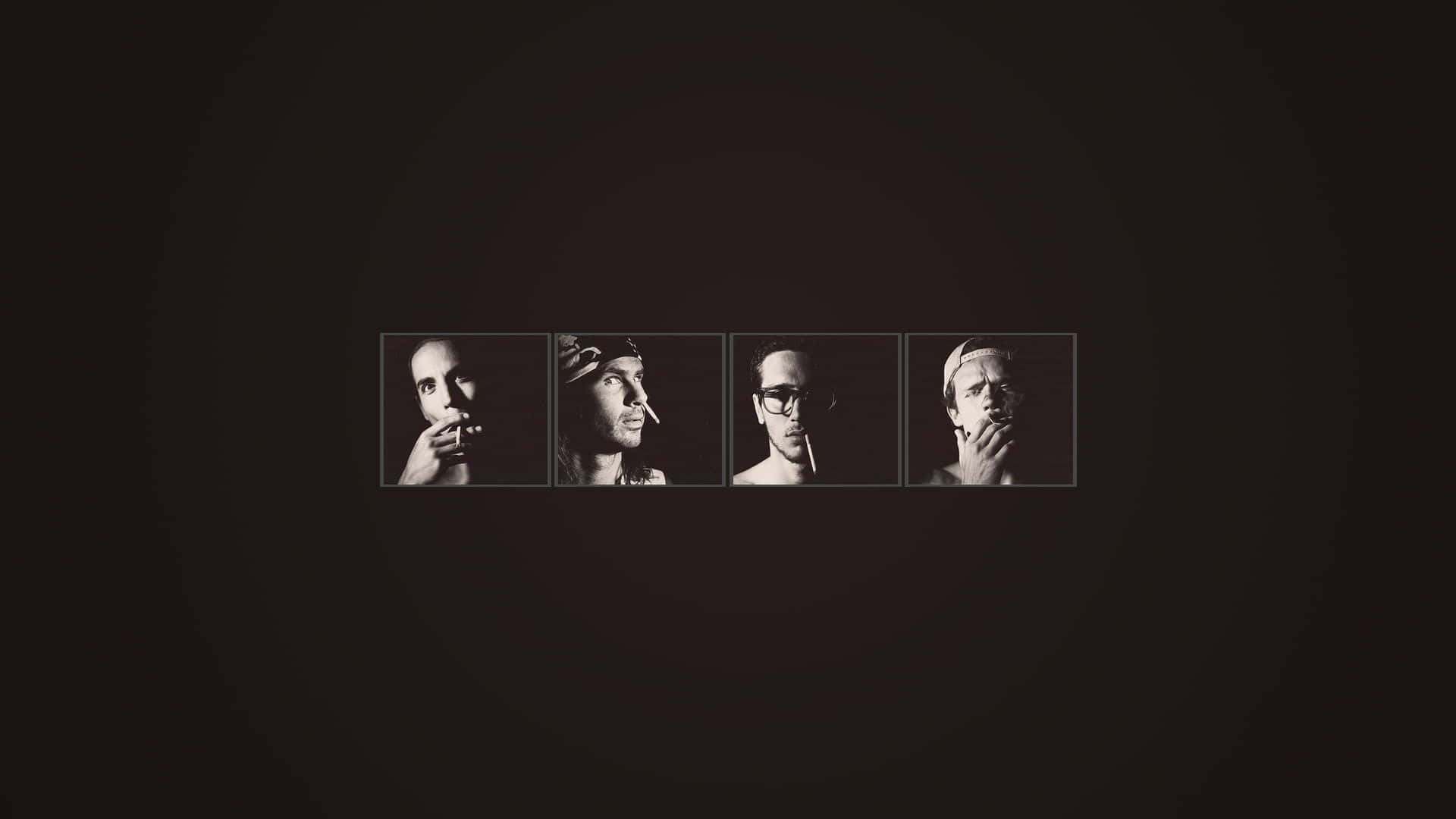Red Hot Chili Peppers, black and white portraits, men smoking cigarettes, Full HD Desktop Wallpaper