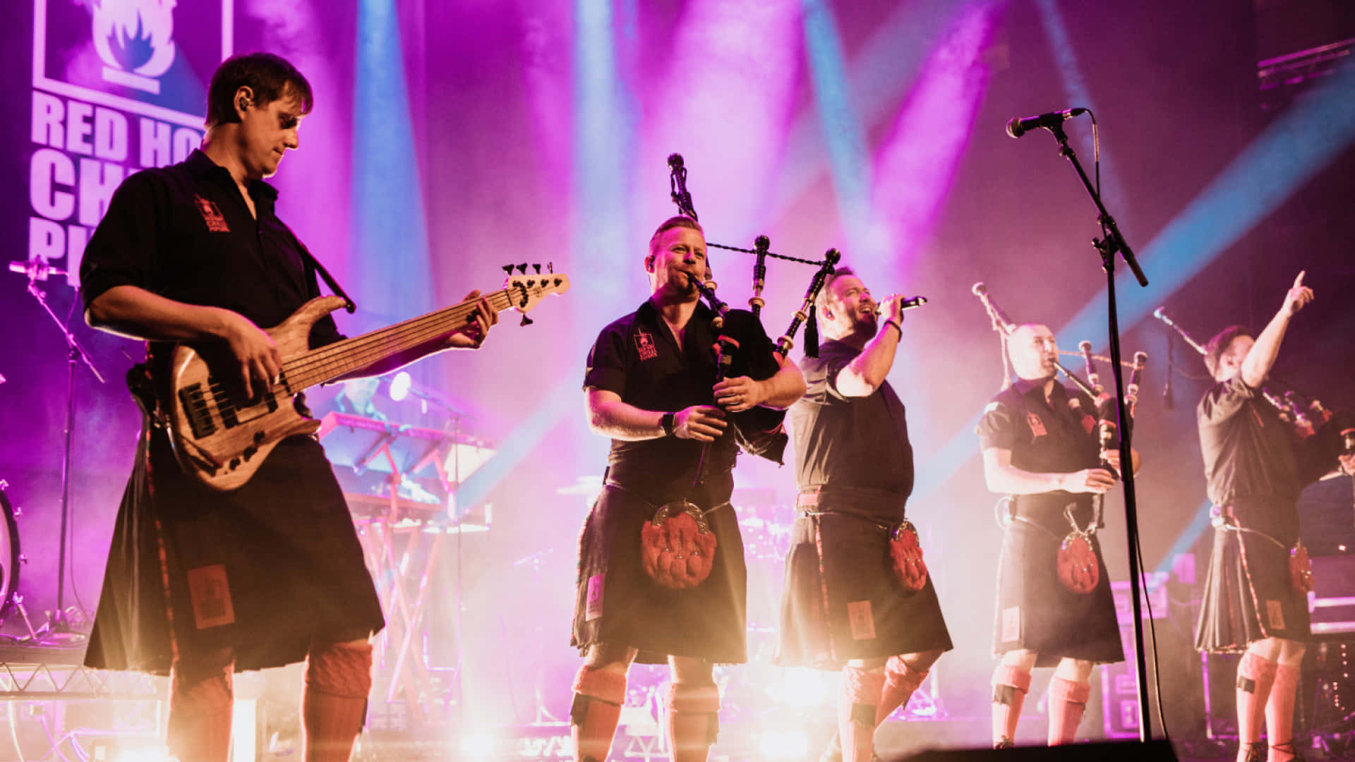 Red hot chili peppers, kilt, bagpiper, Full HD Desktop Wallpaper