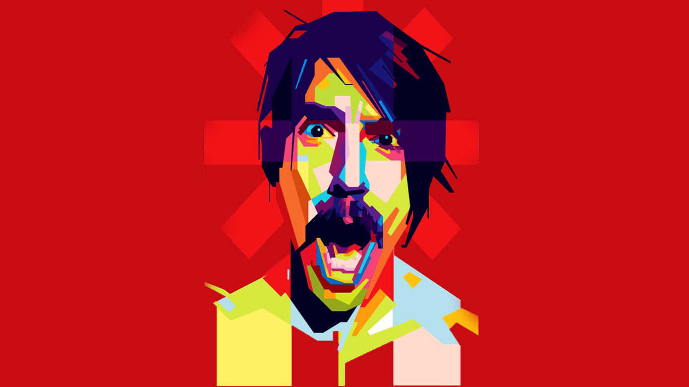Red Hot Chili Peppers, mustache, bold red background, HD Desktop Wallpaper