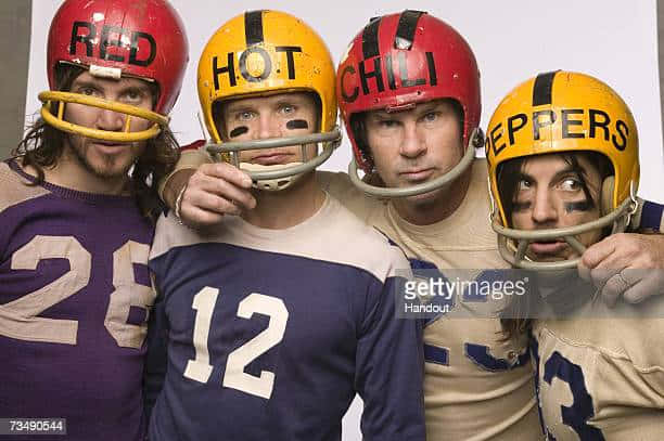 Red Hot Chili Peppers, vintage football gear, helmets, SD Desktop Wallpaper