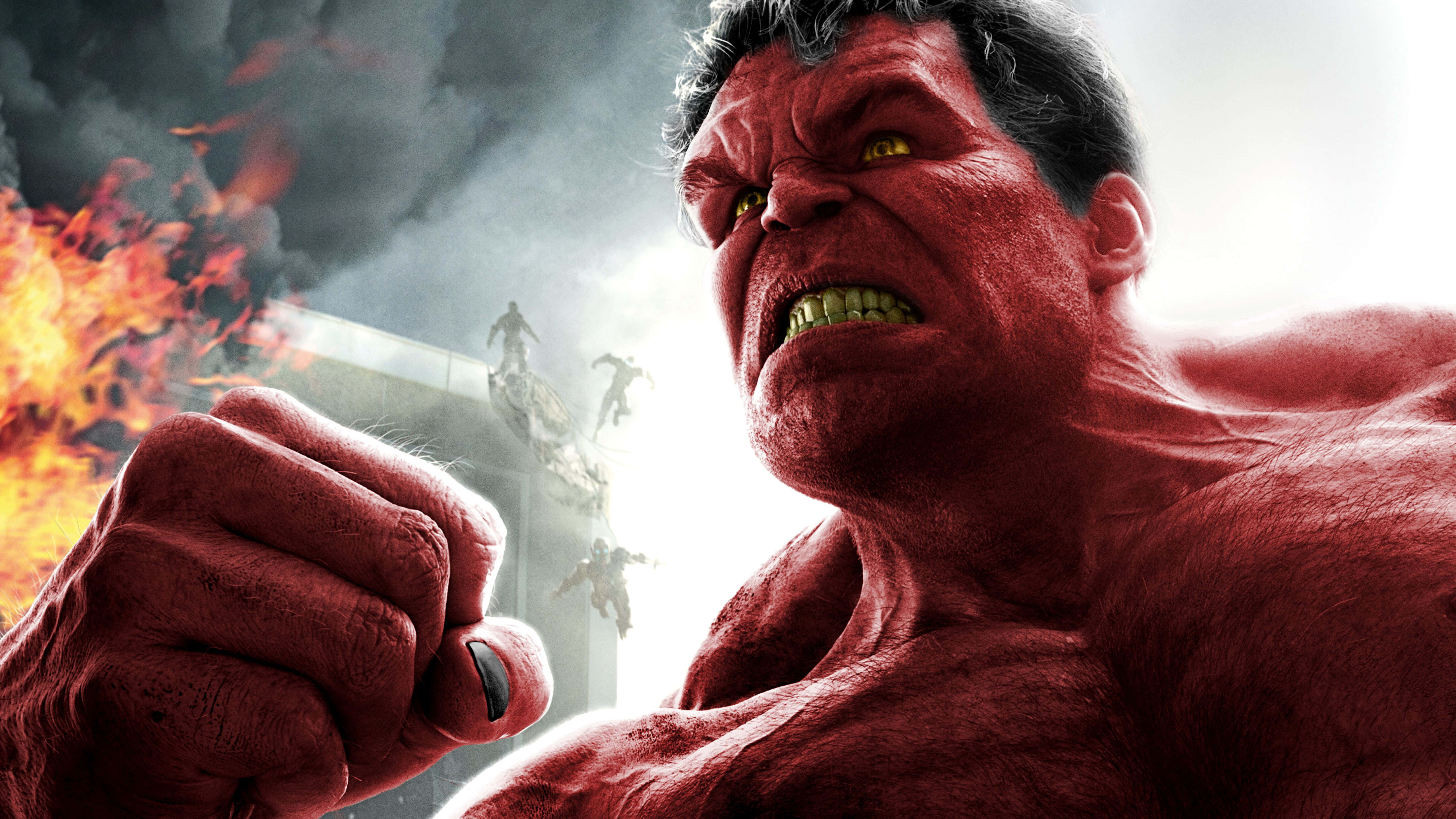Red Hulk, Hulk, flames, 5K Desktop Wallpaper