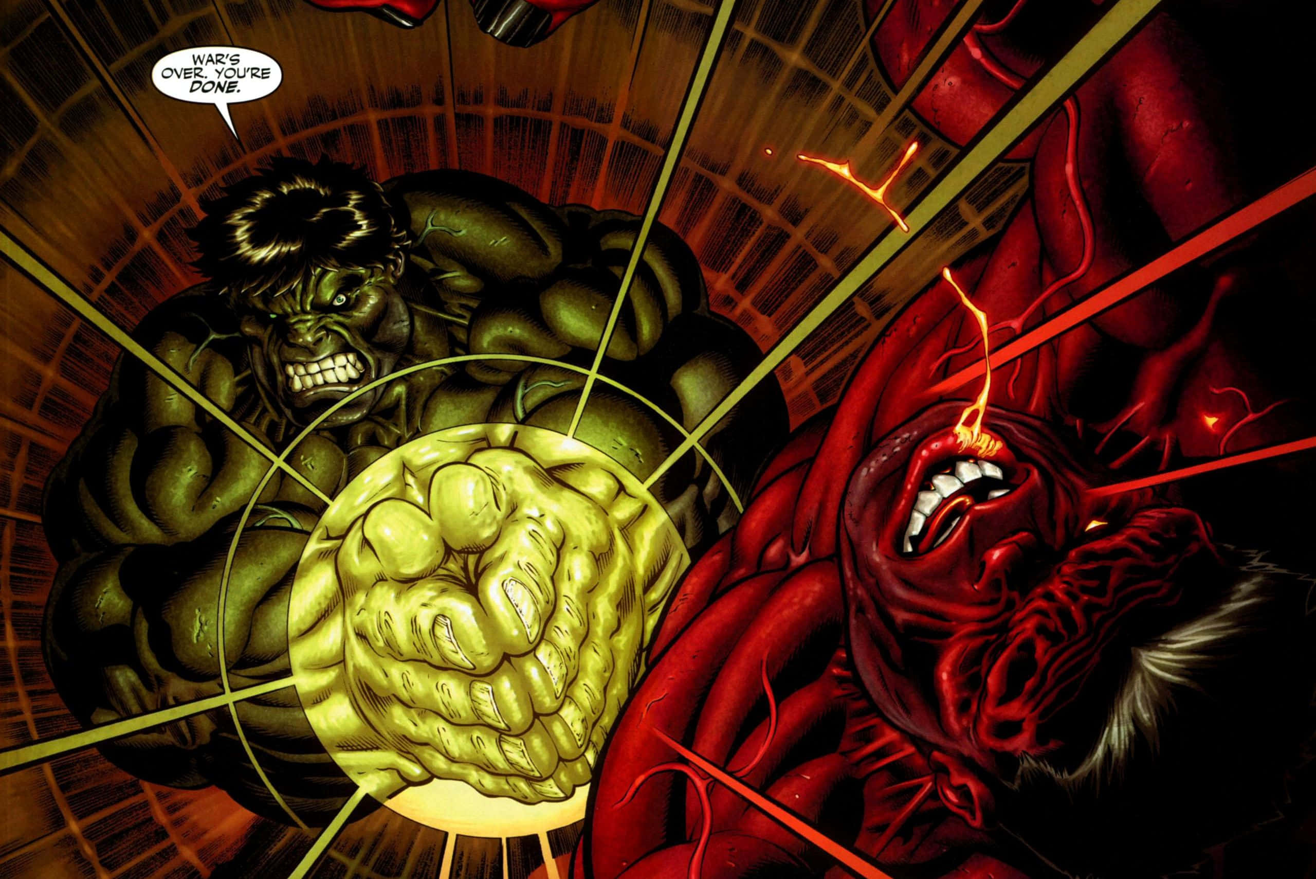Hulk, Red Hulk, glowing fists, 2K Desktop Wallpaper