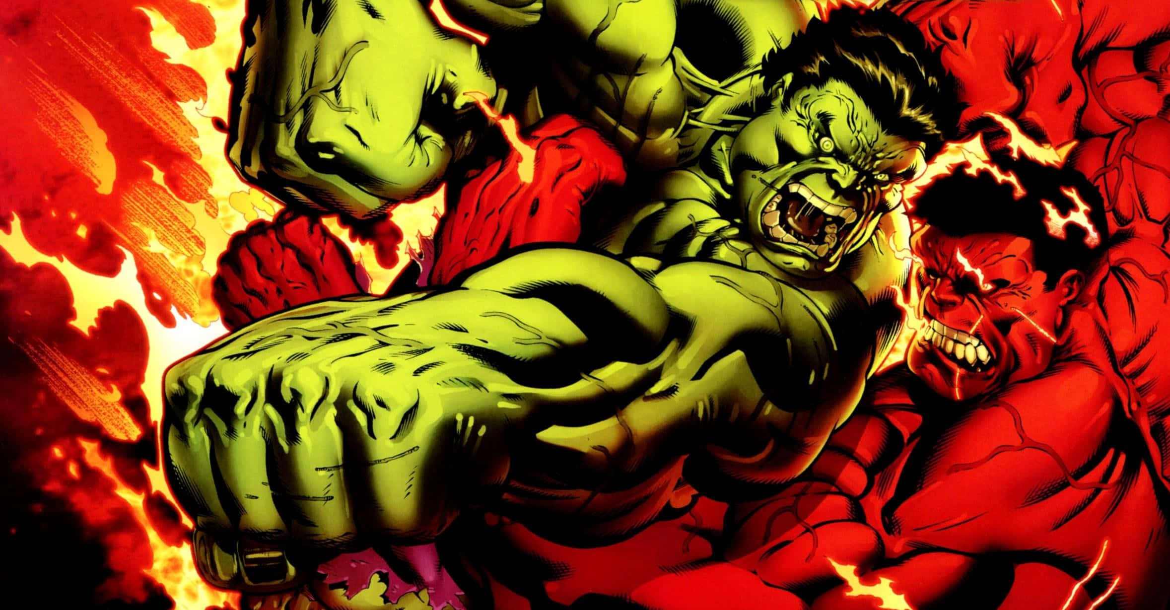 Hulk, Red Hulk, fiery explosive background, Full HD Desktop Wallpaper