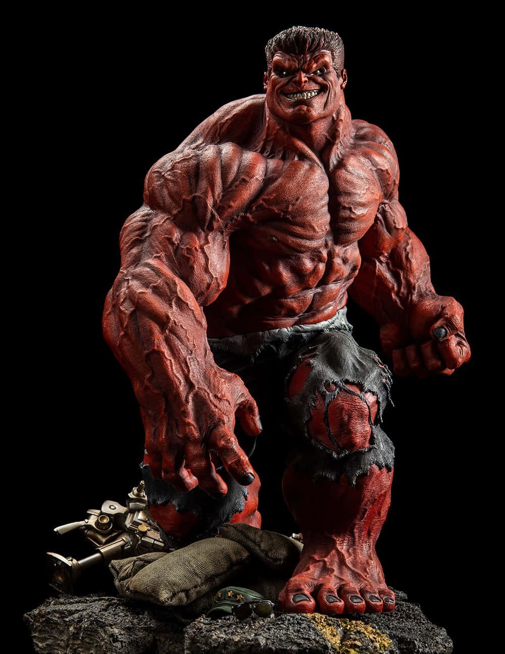 Red Hulk, statue, torn pants, HD Phone Wallpaper