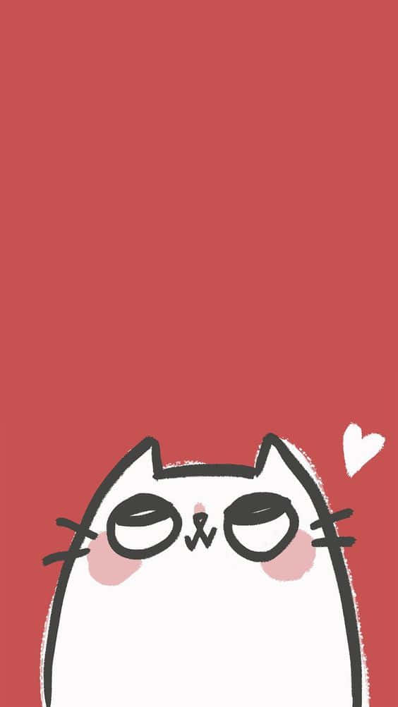 Red iPhone X, cute red iphone, kawaii cat, SD Phone Wallpaper