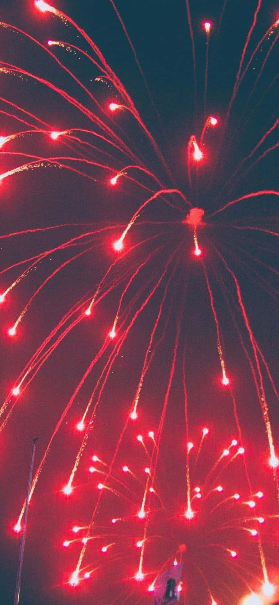 Red iPhone X, fireworks, night sky, Full HD Phone Wallpaper