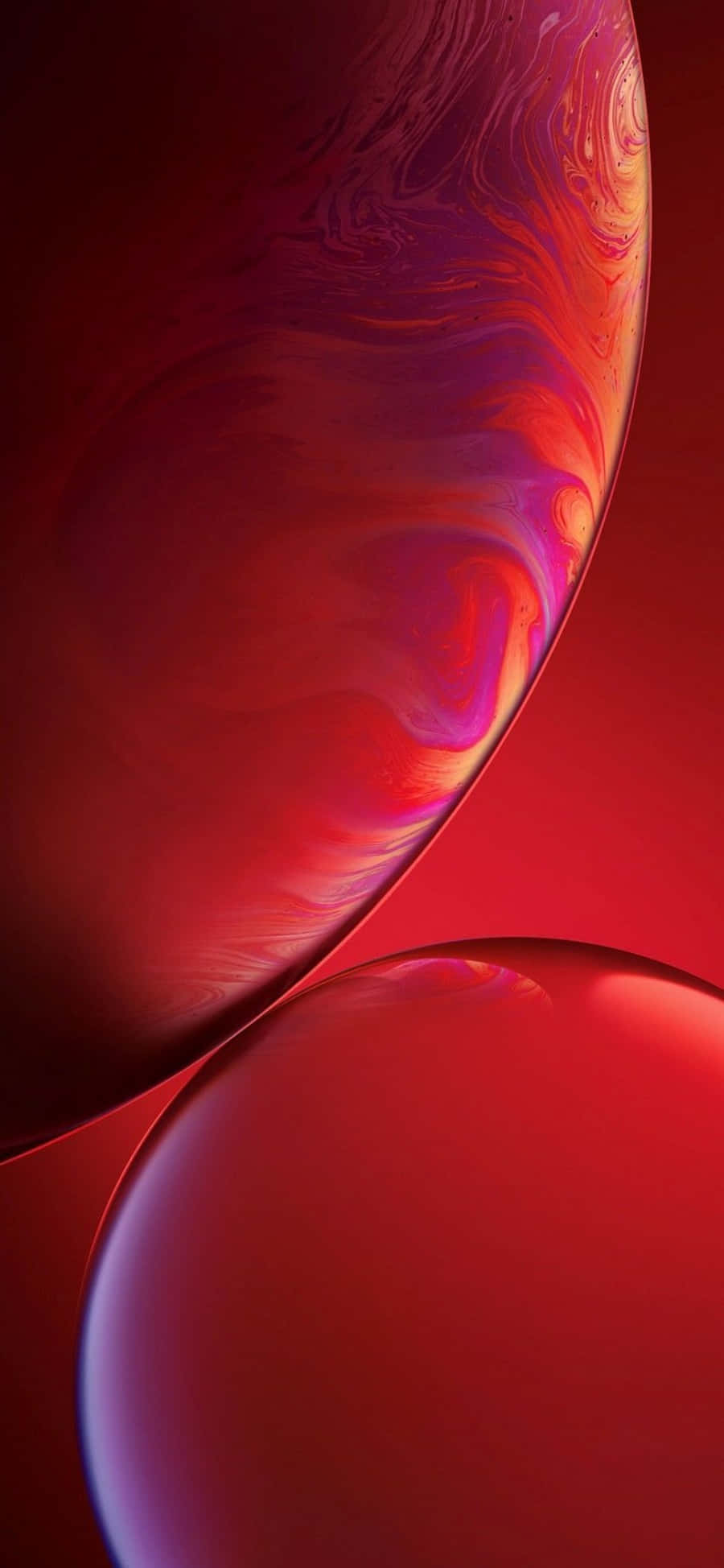 red iPhone X, glossy spheres, vibrant swirling red and purple liquid, Full HD Phone Wallpaper