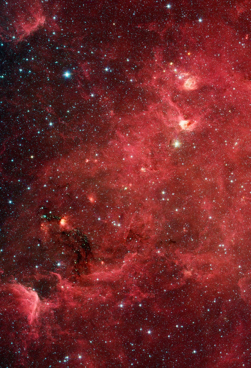 Red iPhone X, cosmic nebula, glowing gas clouds, HD Phone Wallpaper