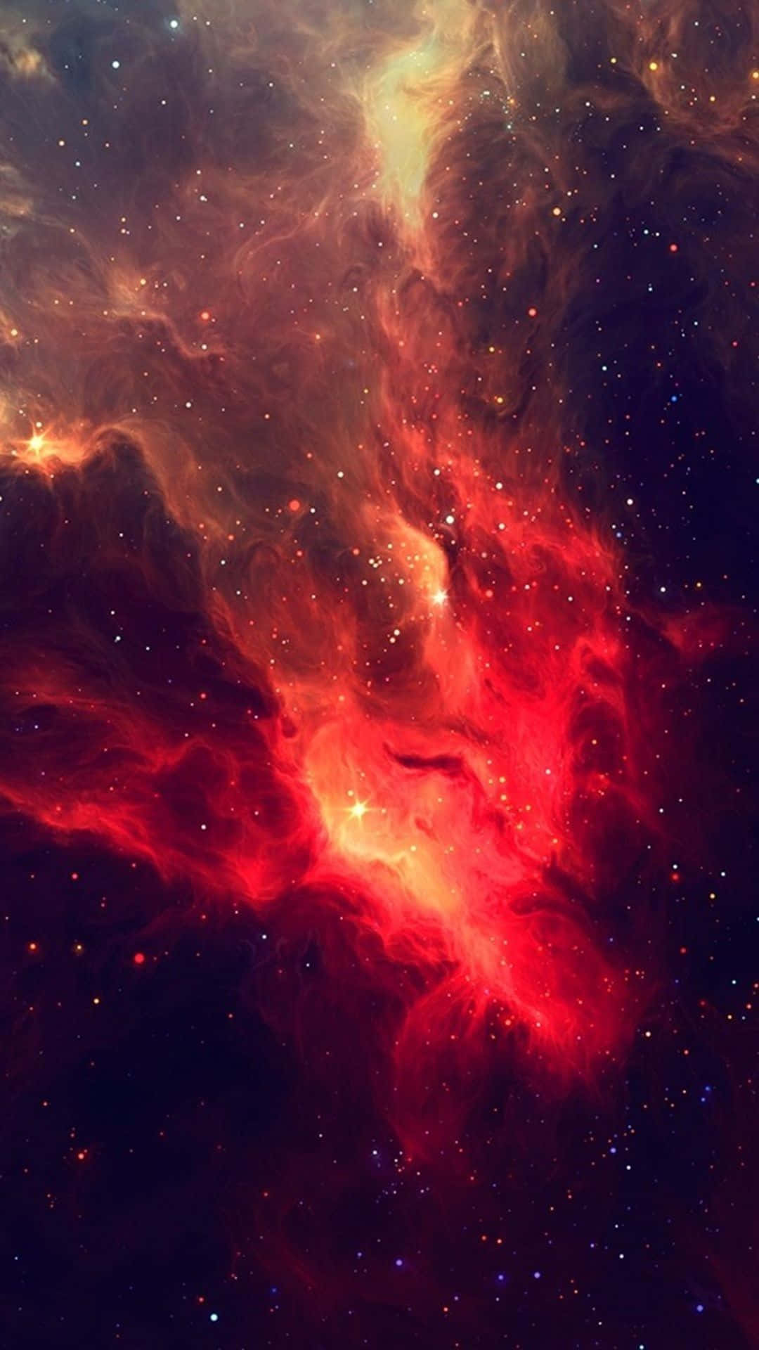 Red iPhone X, Red Sky, cosmic nebula, Full HD Phone Wallpaper