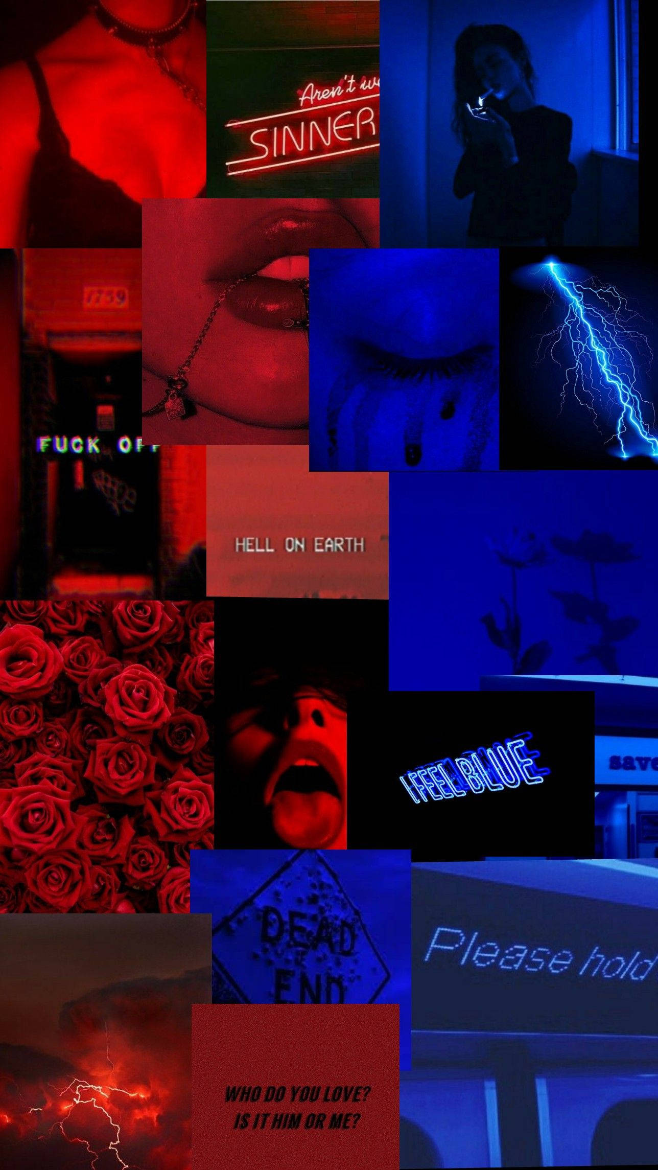 red, blue, neon, Full HD Phone Wallpaper