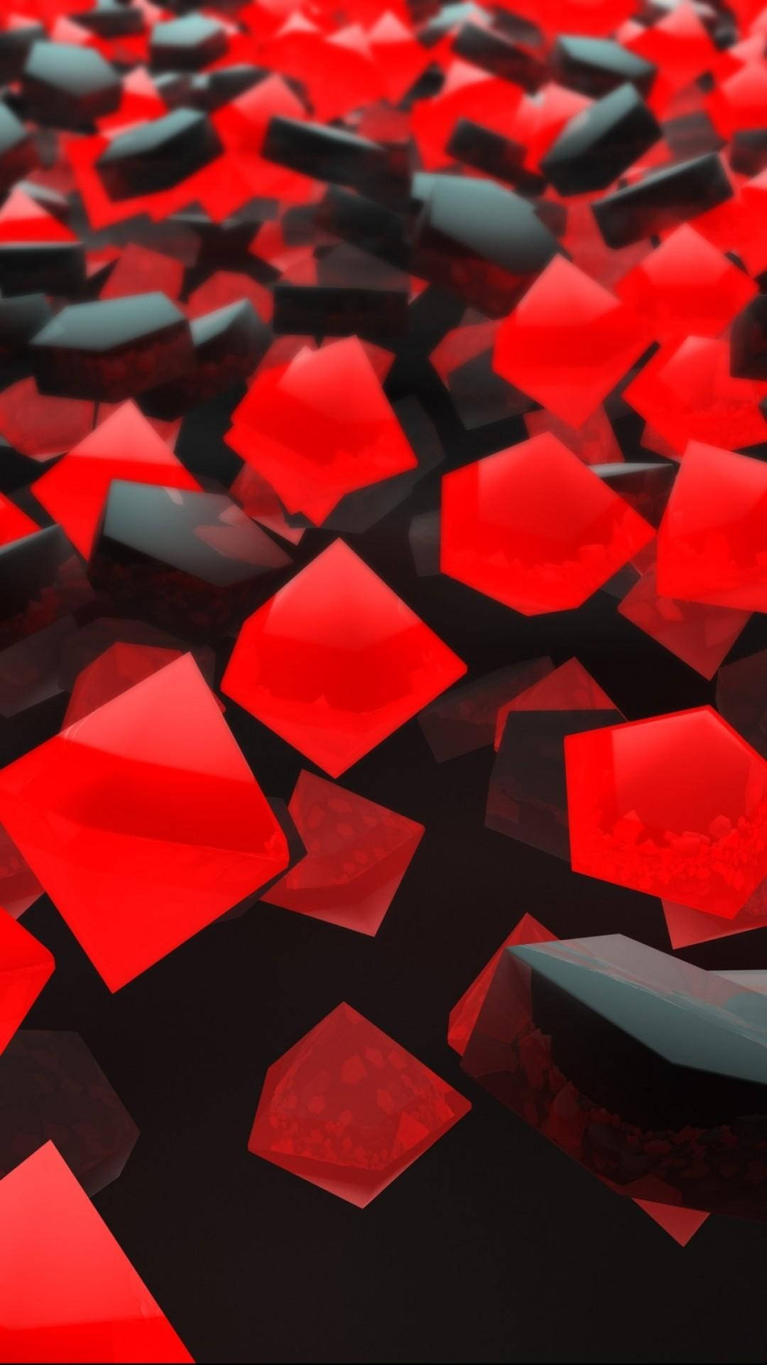 geometric blocks, red, black, Full HD Phone Wallpaper