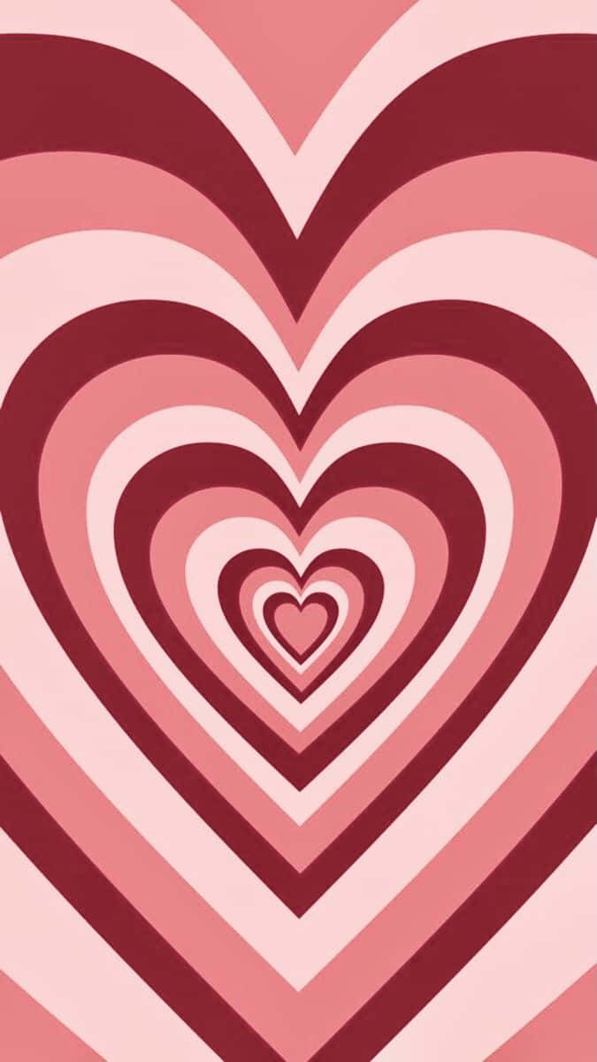 Red iPhone, concentric hearts, gradient pinks and reds, SD Phone Wallpaper