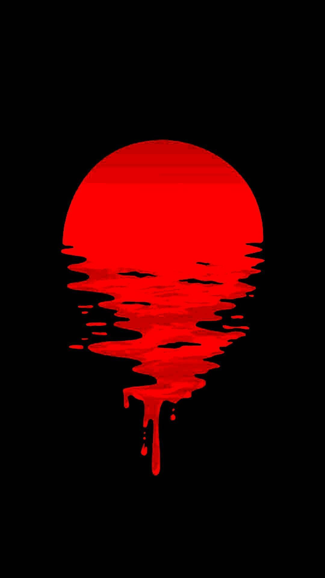Red iPhone, bloody moon, red sun, Full HD Phone Wallpaper