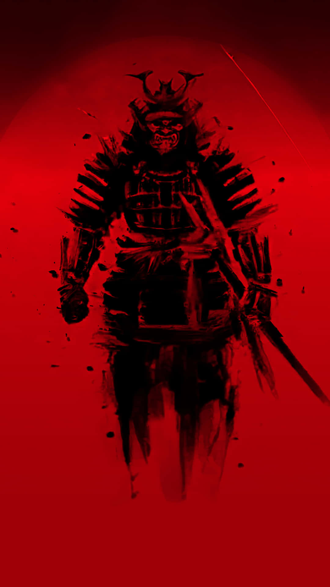 Red Japanese, samurai warrior, dark armor, Full HD Phone Wallpaper