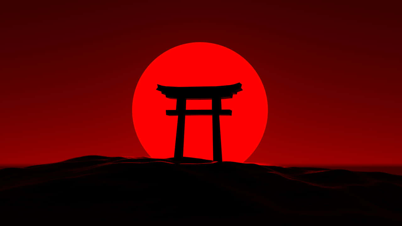 Red Japanese, torii gate, black, HD Desktop Wallpaper