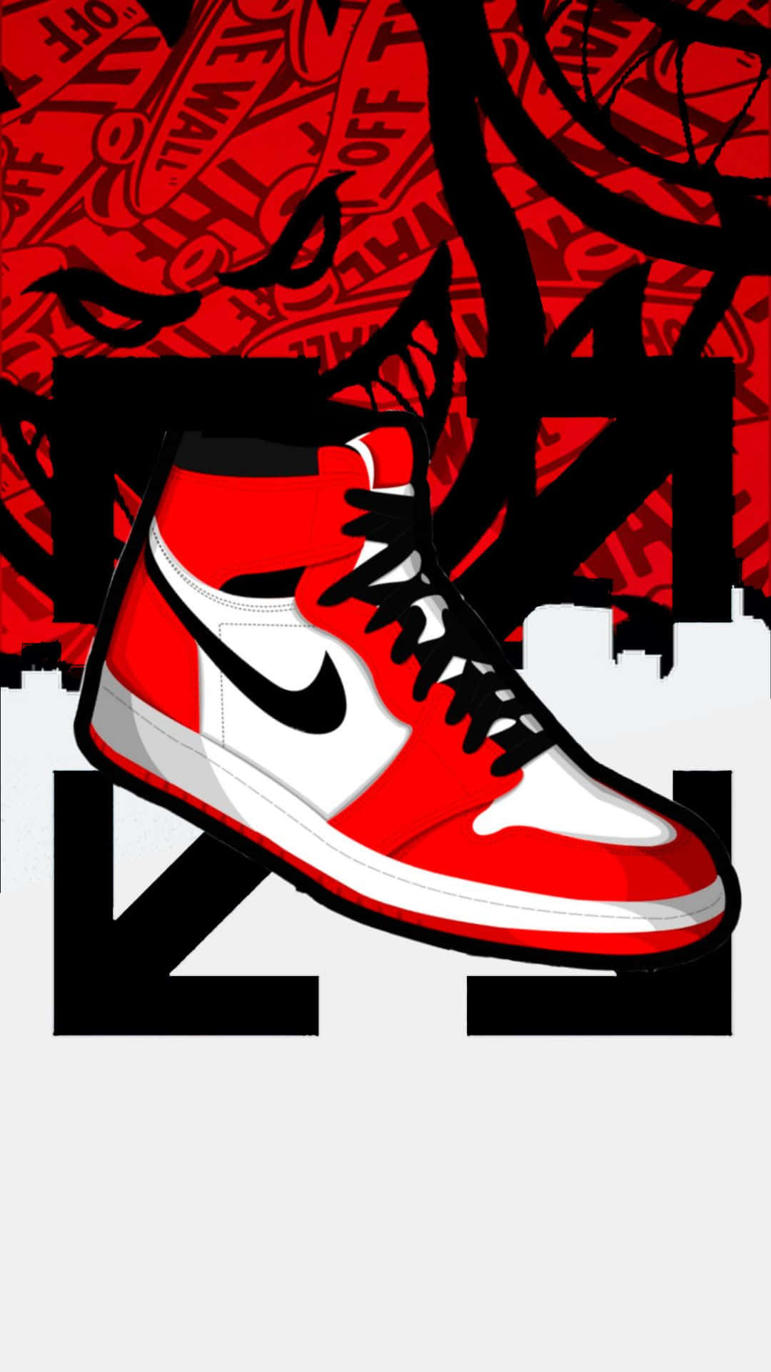 red Jordan Shoes, red and white high-top sneaker, black laces, Full HD Phone Wallpaper