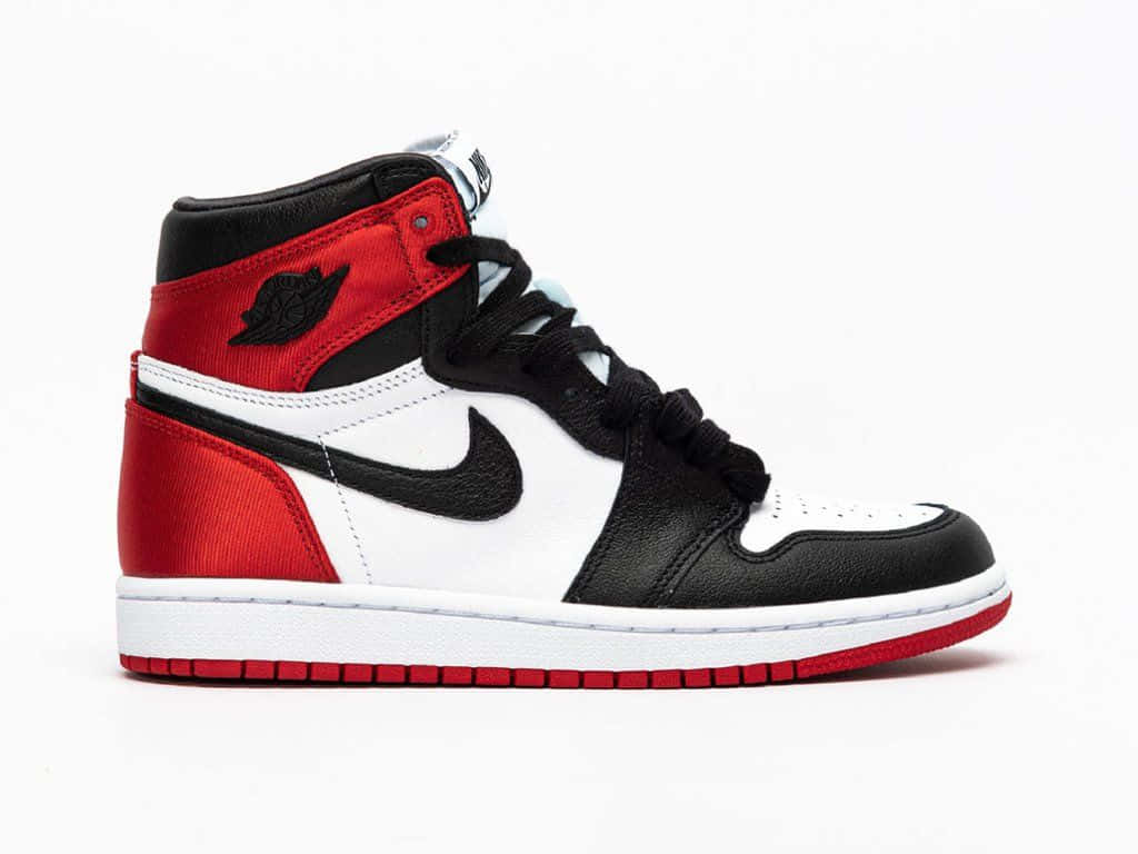 Red Jordan Shoes, high-top sneaker, bold red black and white panels, SD Desktop Wallpaper