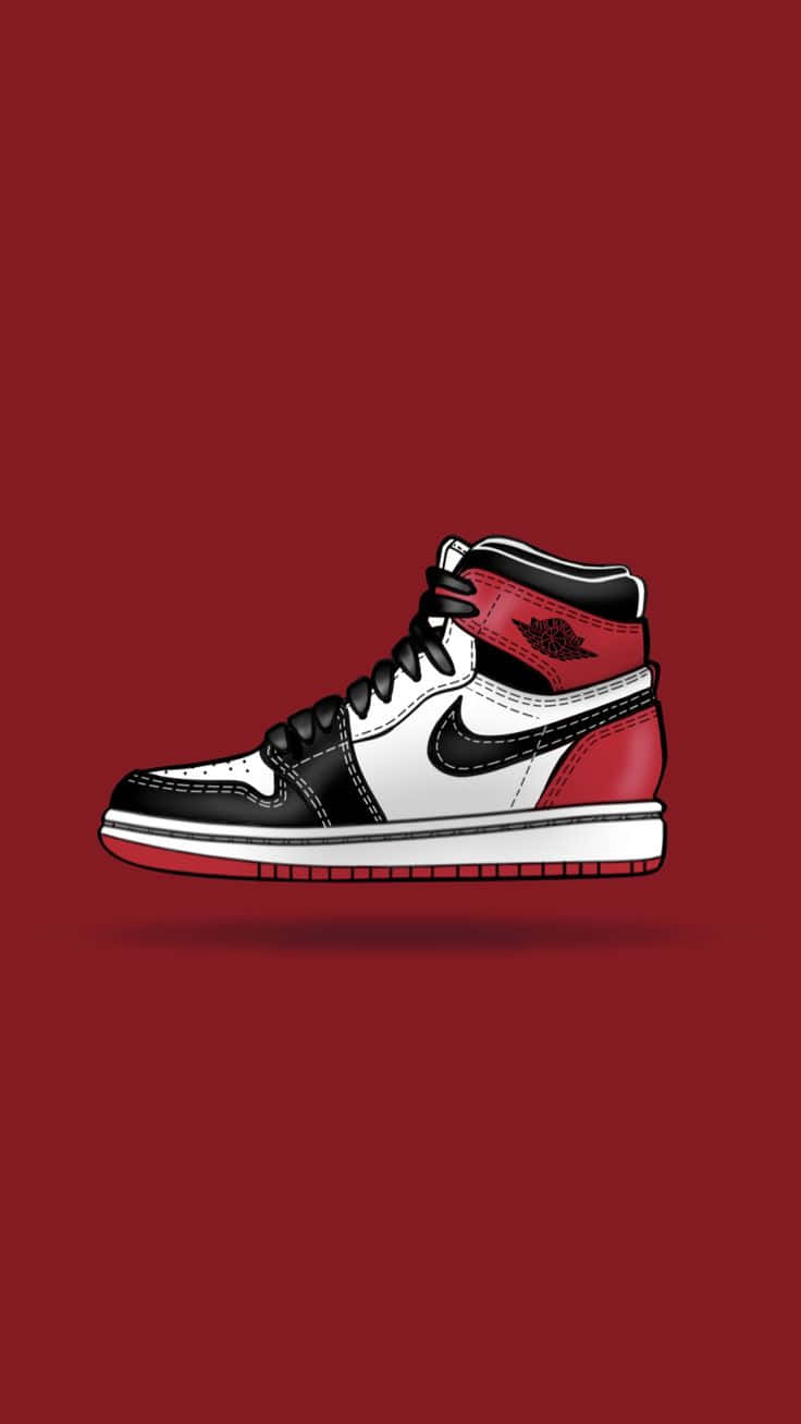 Red Jordan Shoes, black white and red, high-top sneaker, HD Phone Wallpaper