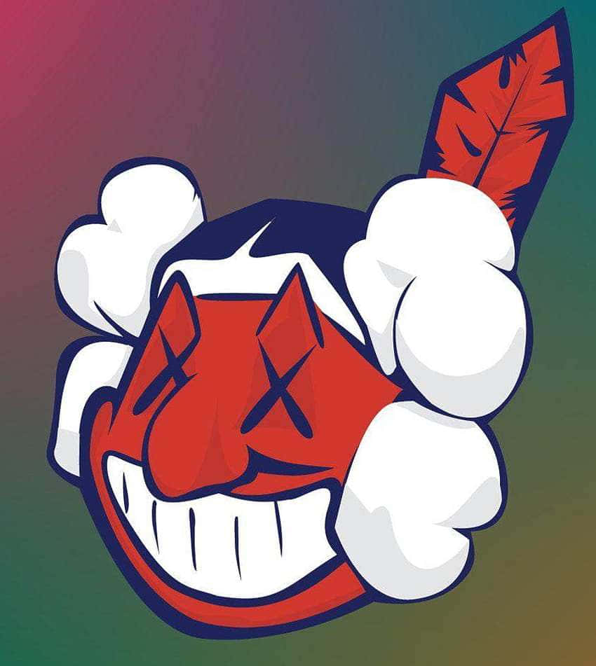 Red Kaws, cartoonish red devil face, X eyes, SD Phone Wallpaper