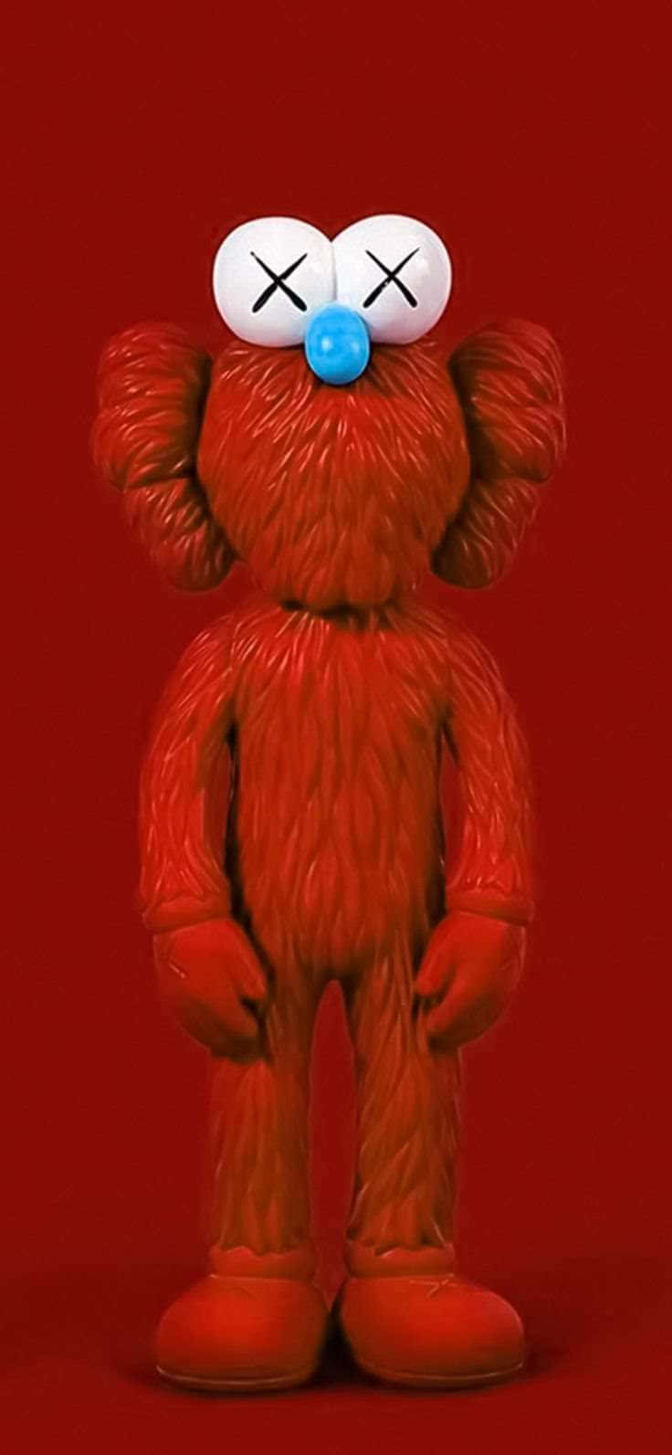 Red Kaws, KAWS, red furry, HD Phone Wallpaper