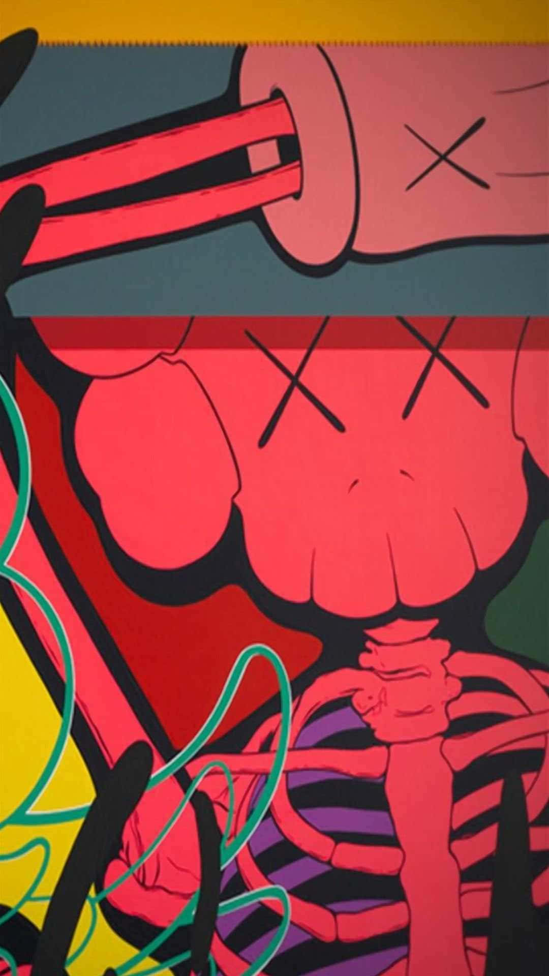 Red Kaws, KAWS, X eyes, Full HD Phone Wallpaper