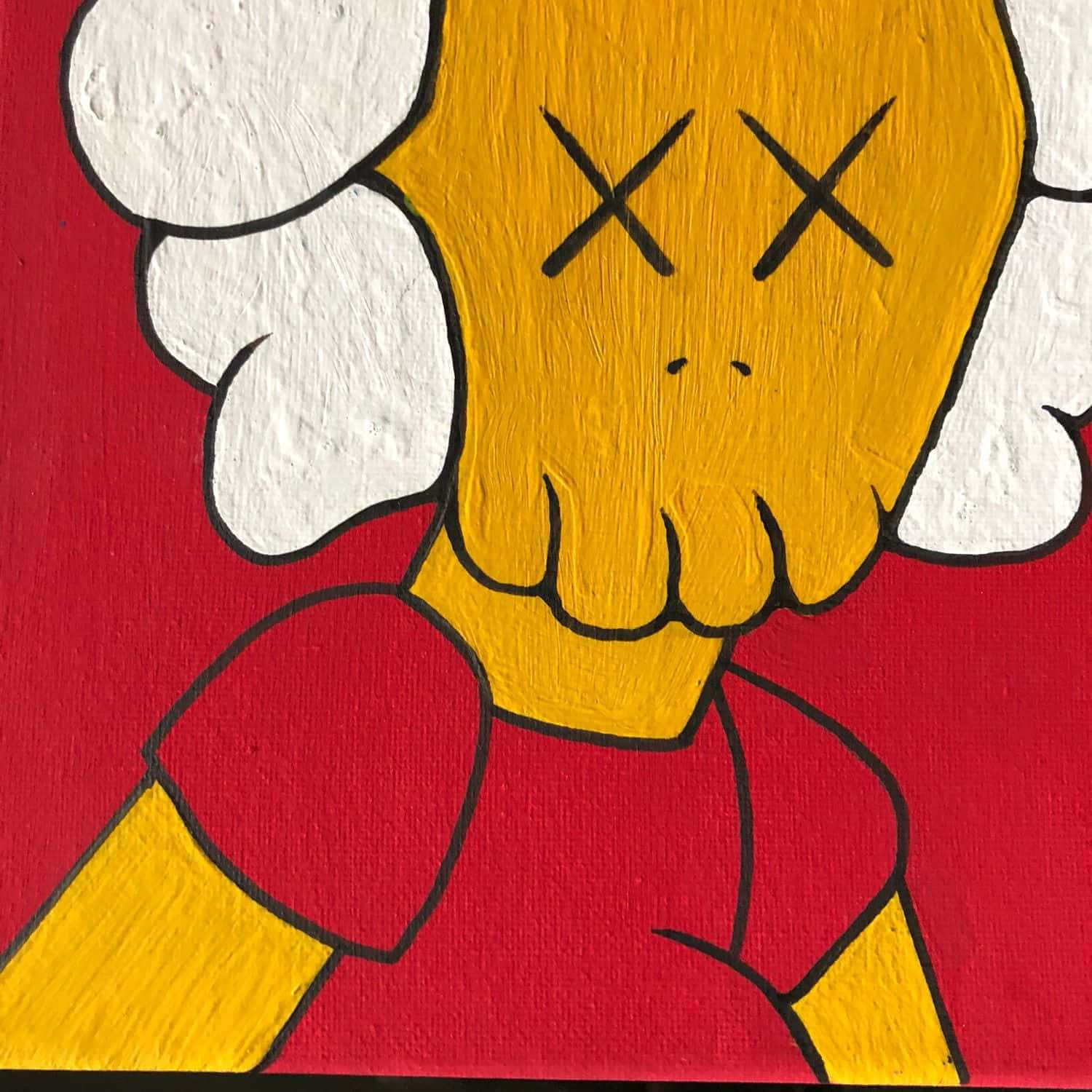 Red Kaws, KAWS, yellow KAWS character, HD Desktop Wallpaper