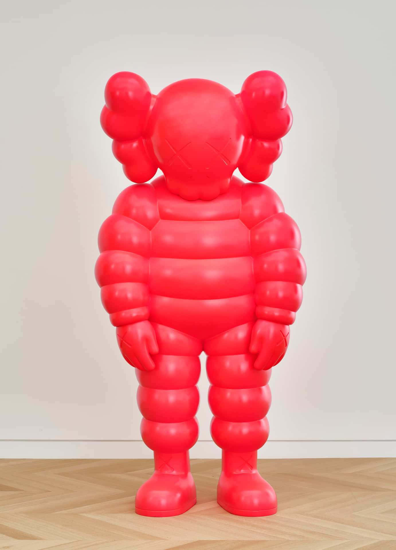 Red Kaws, balloon figure sculpture, glossy red, Full HD Phone Wallpaper