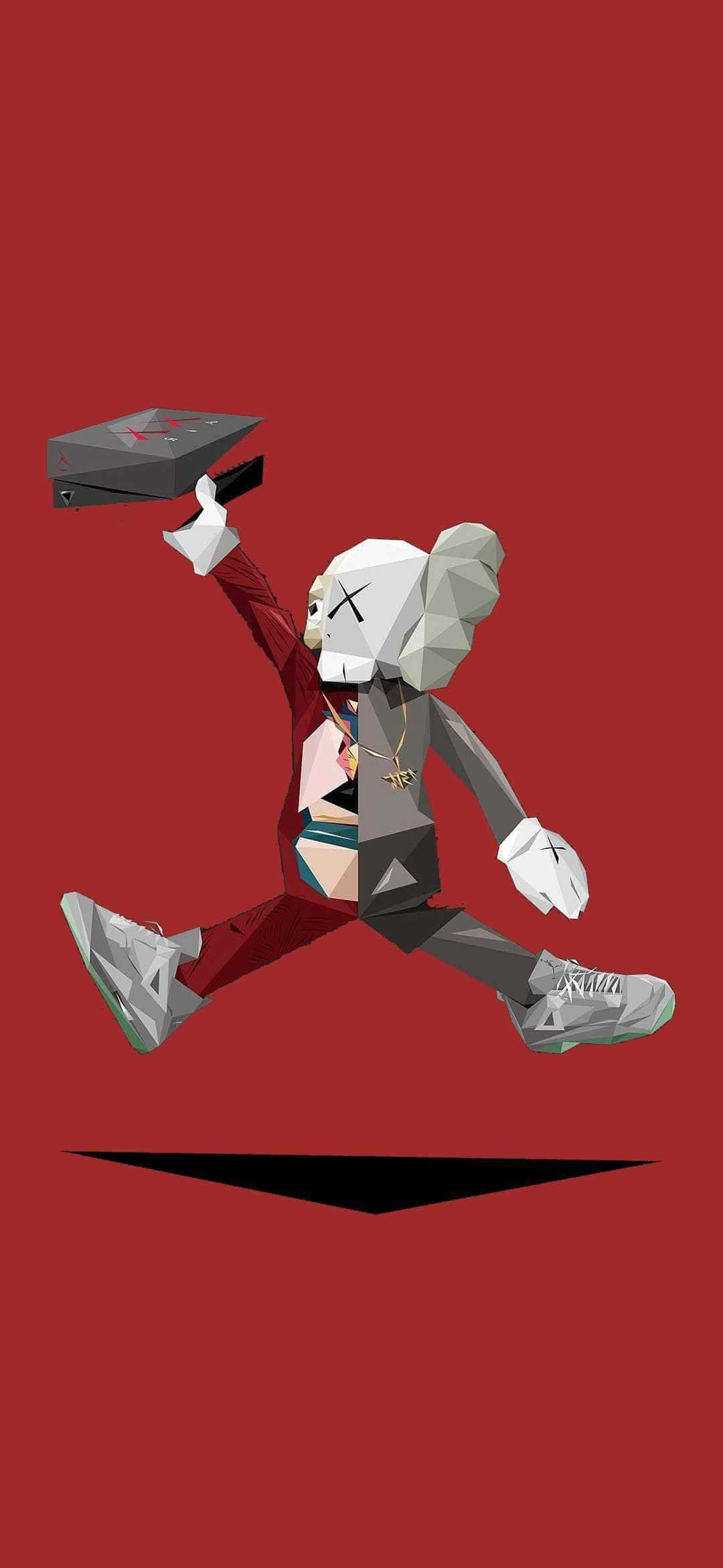 Red Kaws, sneakers, boombox, Full HD Phone Wallpaper