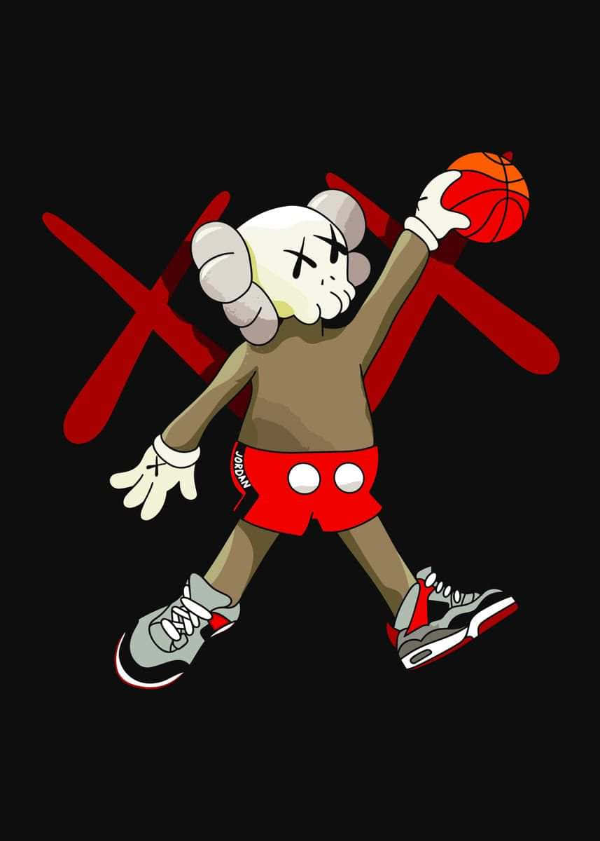 KAWS, red shorts, sneakers, SD Phone Wallpaper