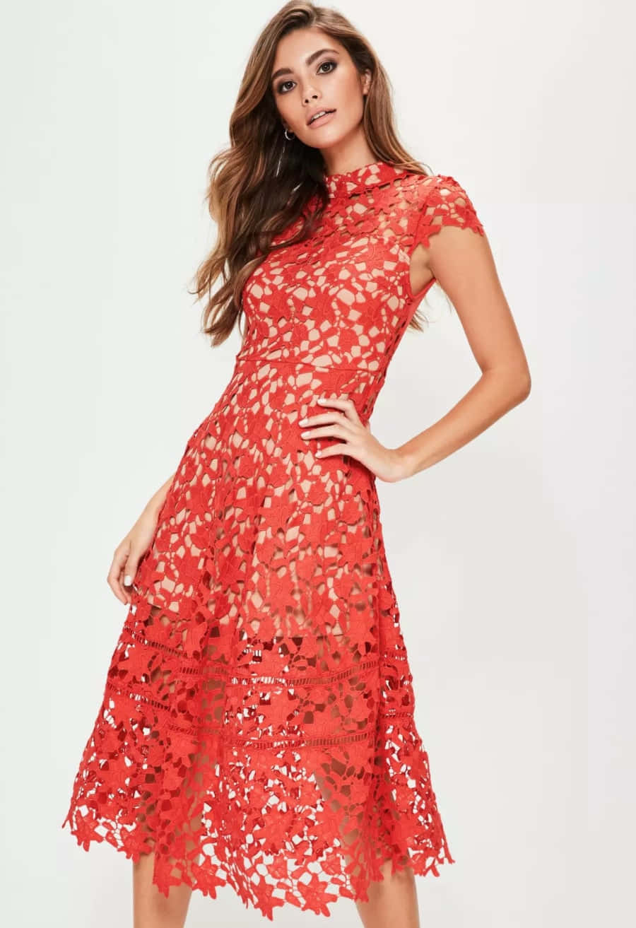 Red Lace Dress, vibrant red lace dress, white background, HD Phone Wallpaper