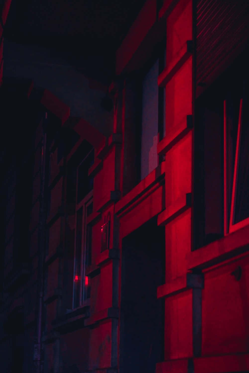 red light, urban alleyway, night, HD Phone Wallpaper