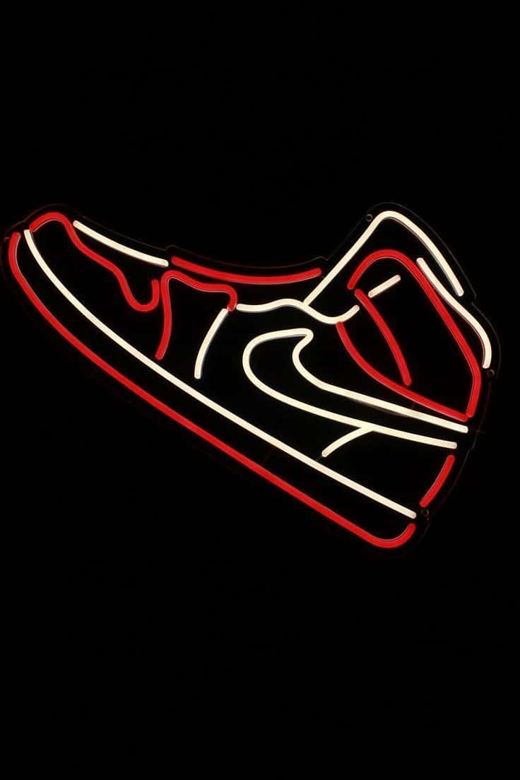red led, glowing red and white neon sign, sneaker, SD Phone Wallpaper