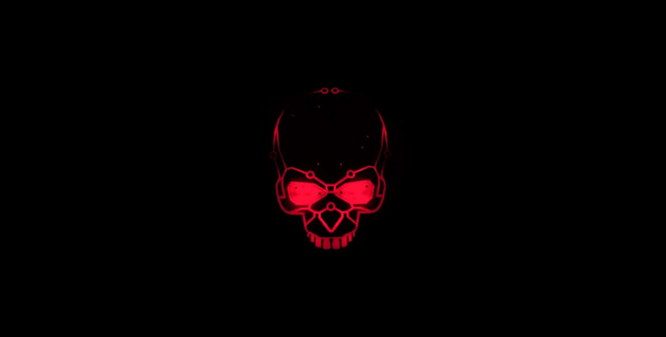 red LED, cybernetic skull, mechanical eyes, HD Desktop Wallpaper