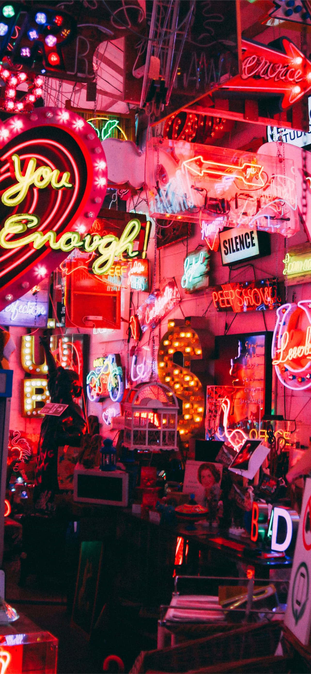 Red Light District, neon signs, red pink and yellow, 2K Phone Wallpaper