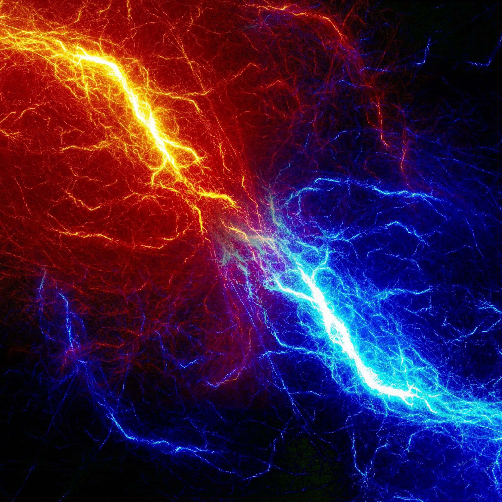 Red Lightning, red and blue electric arcs, black void, Full HD Desktop Wallpaper