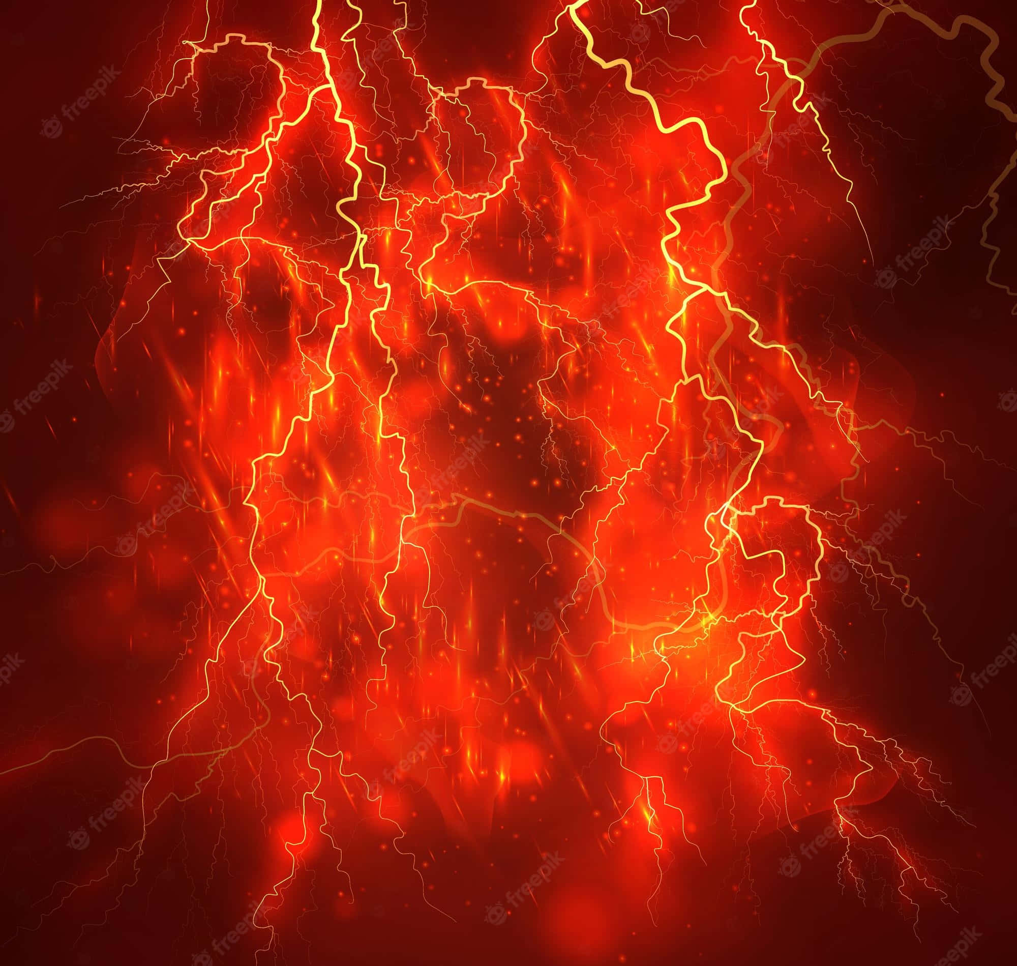 Red Lightning, dark background, vivid red, Full HD Desktop Wallpaper