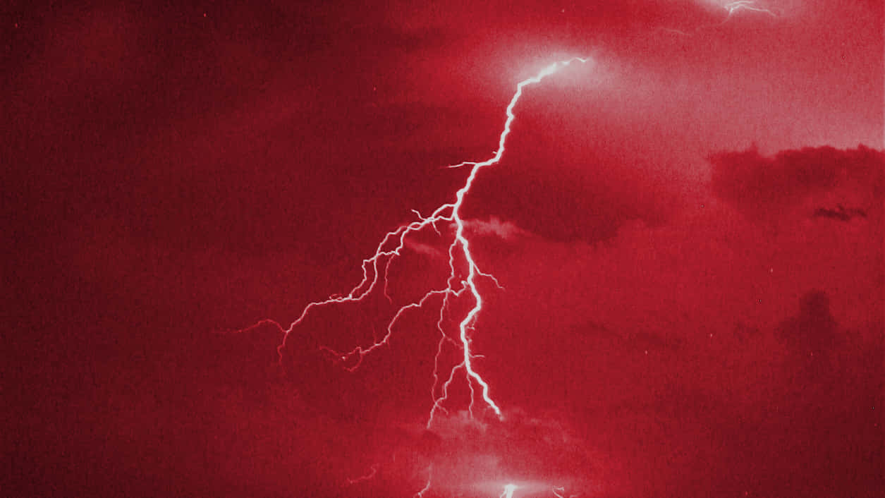 red lightning, blood red storm sky, jagged bolt of lightning, SD Desktop Wallpaper