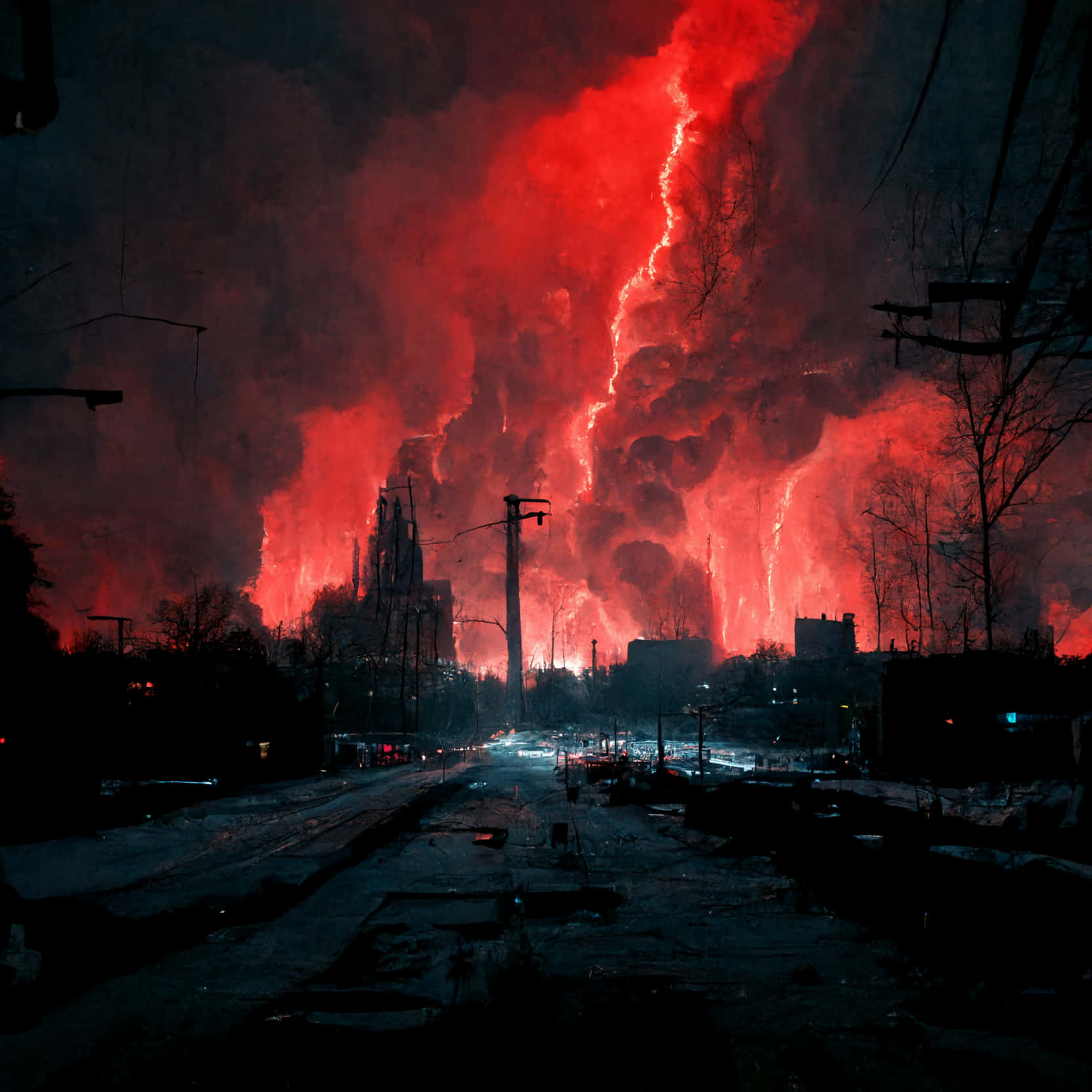 Red Lightning, city, night, HD Desktop Wallpaper