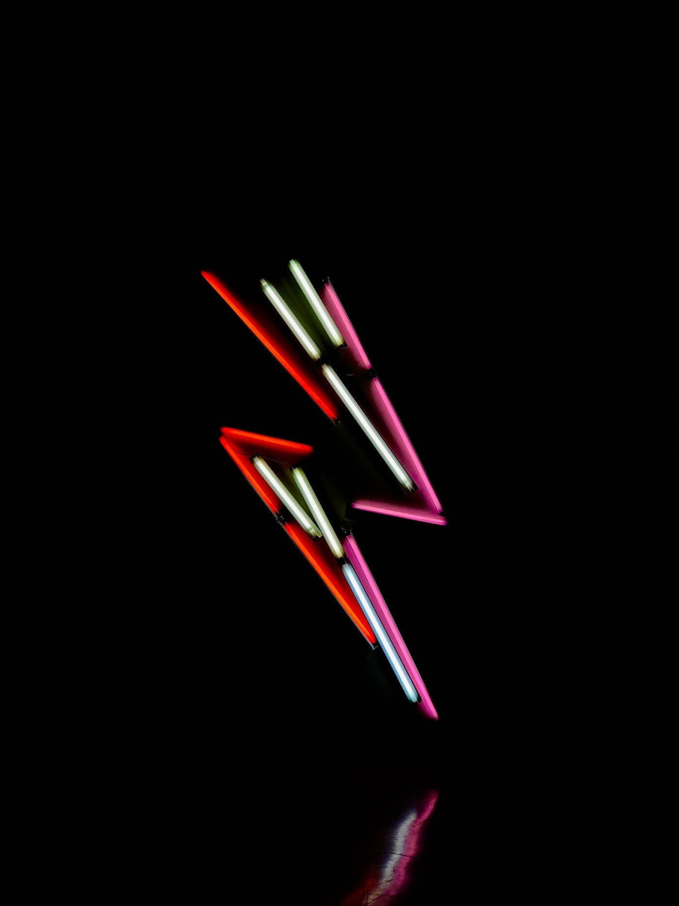 neon lightning bolt, red, pink, HD Phone Wallpaper