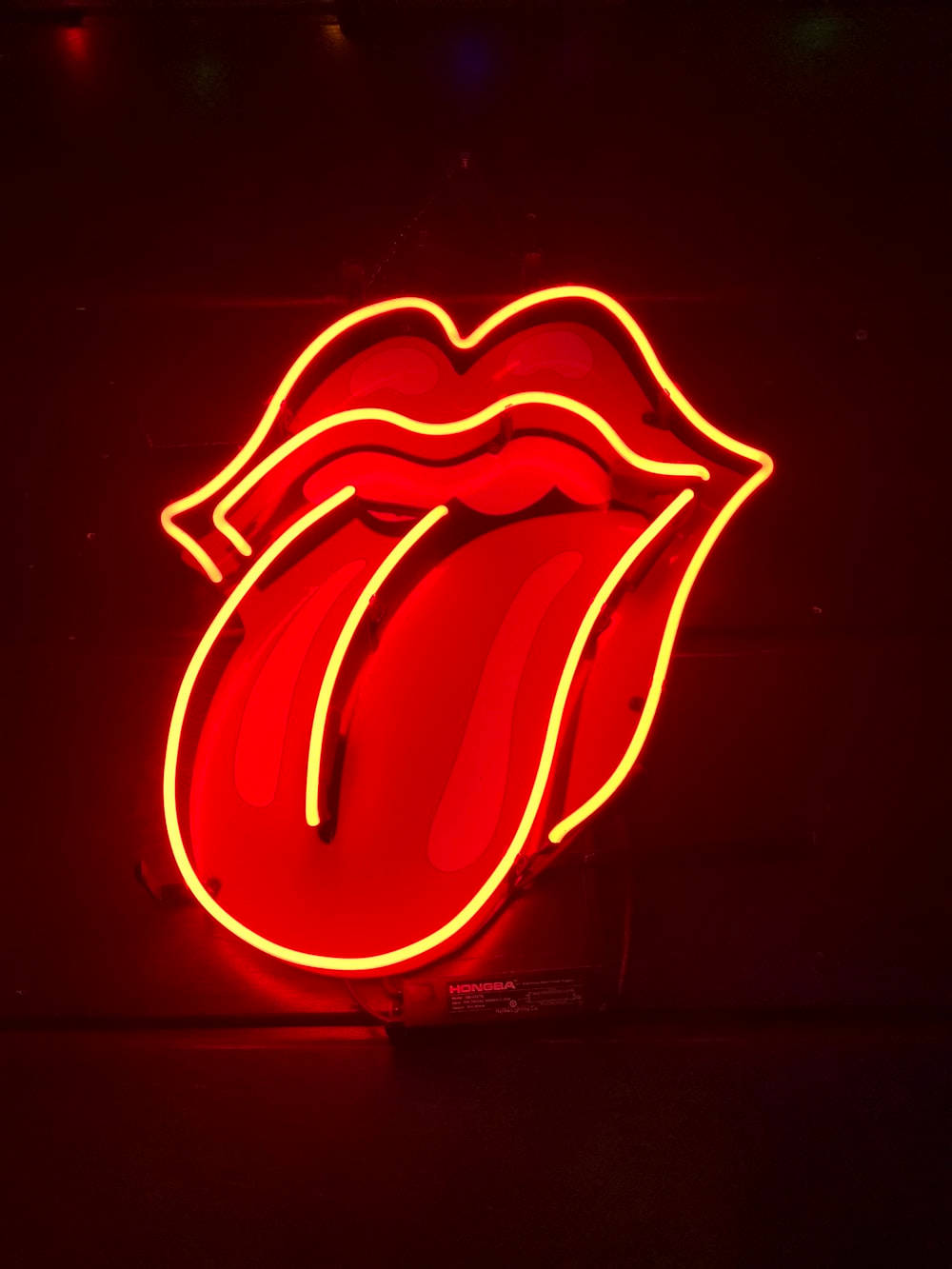 glowing red neon sign, tongue sticking out, lips, HD Phone Wallpaper