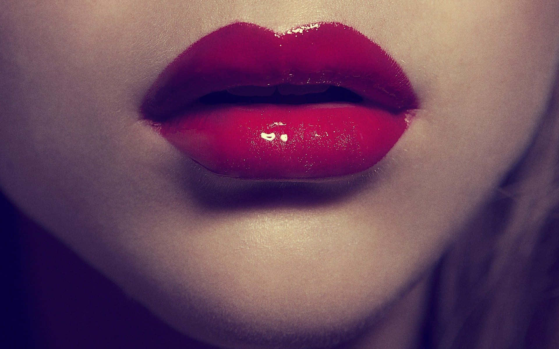 red lips, glossy red lips, soft lighting, Full HD Desktop Wallpaper