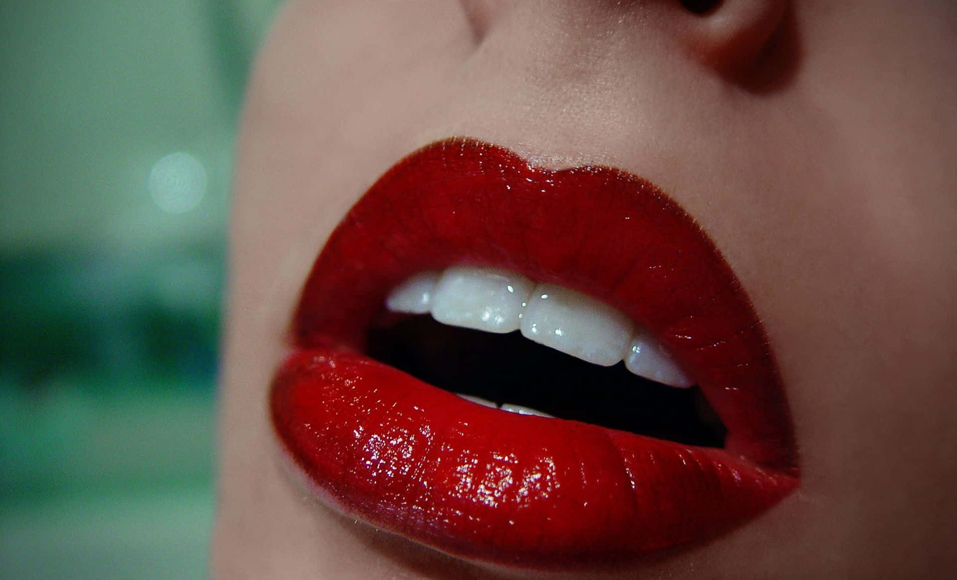 red lips, glossy red lips, slightly parted, Full HD Desktop Wallpaper