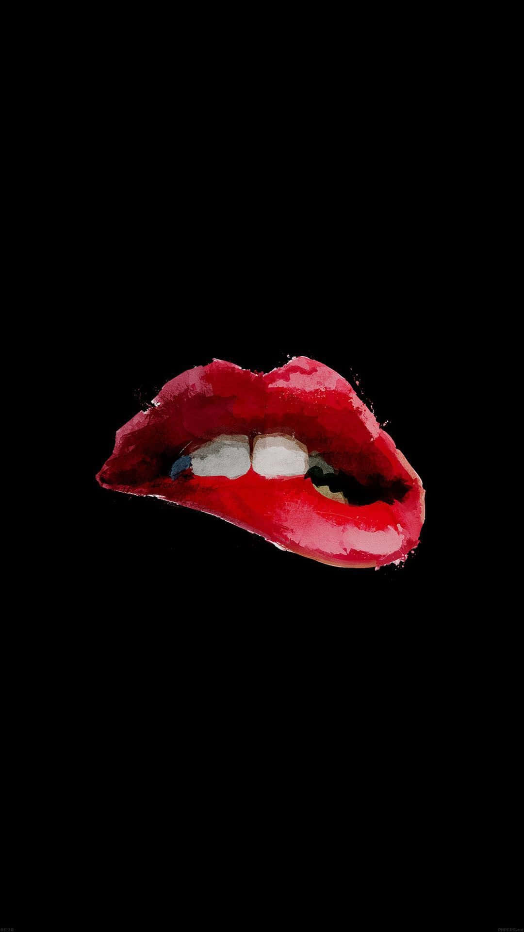 red lips, watercolor style, stark black background, Full HD Phone Wallpaper