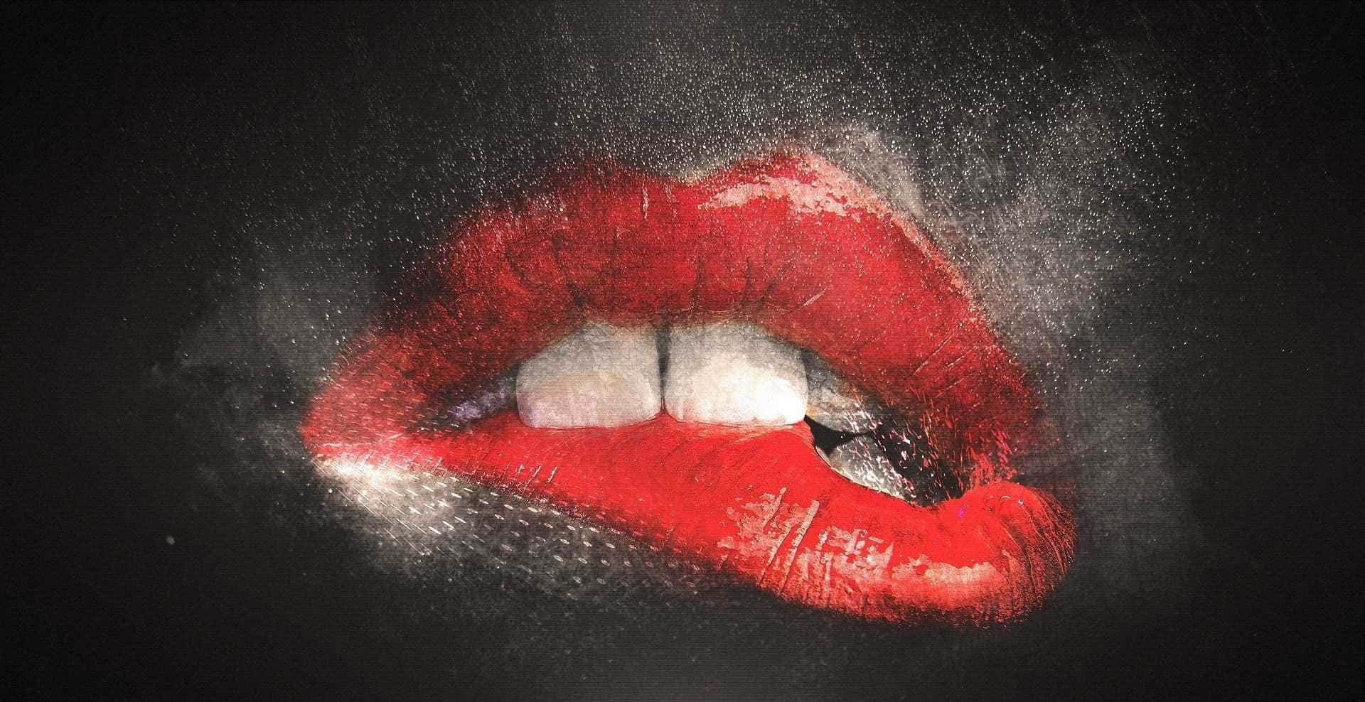 red lips, white teeth, white powder, Full HD Desktop Wallpaper
