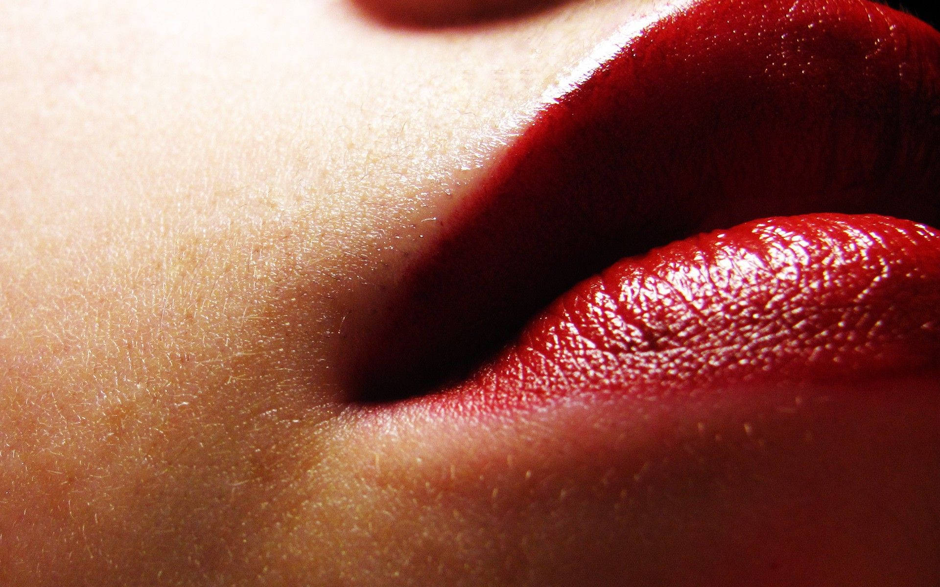 red lips, glossy, soft skin texture, Full HD Desktop Wallpaper