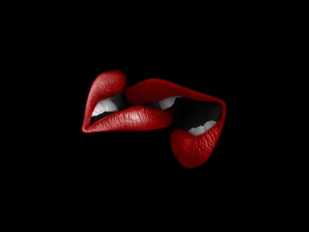 Red lips, vivid red lips, sharp white teeth, SD Desktop Wallpaper