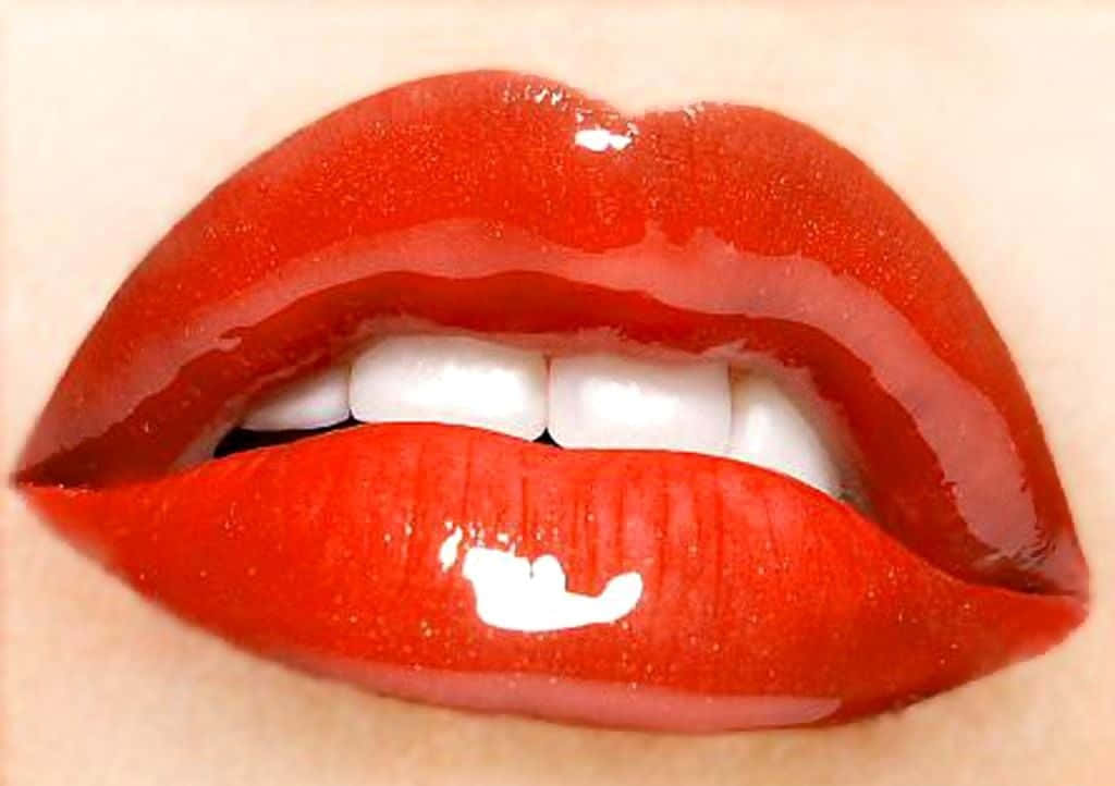 glossy red lips, glitter, white teeth, SD Desktop Wallpaper