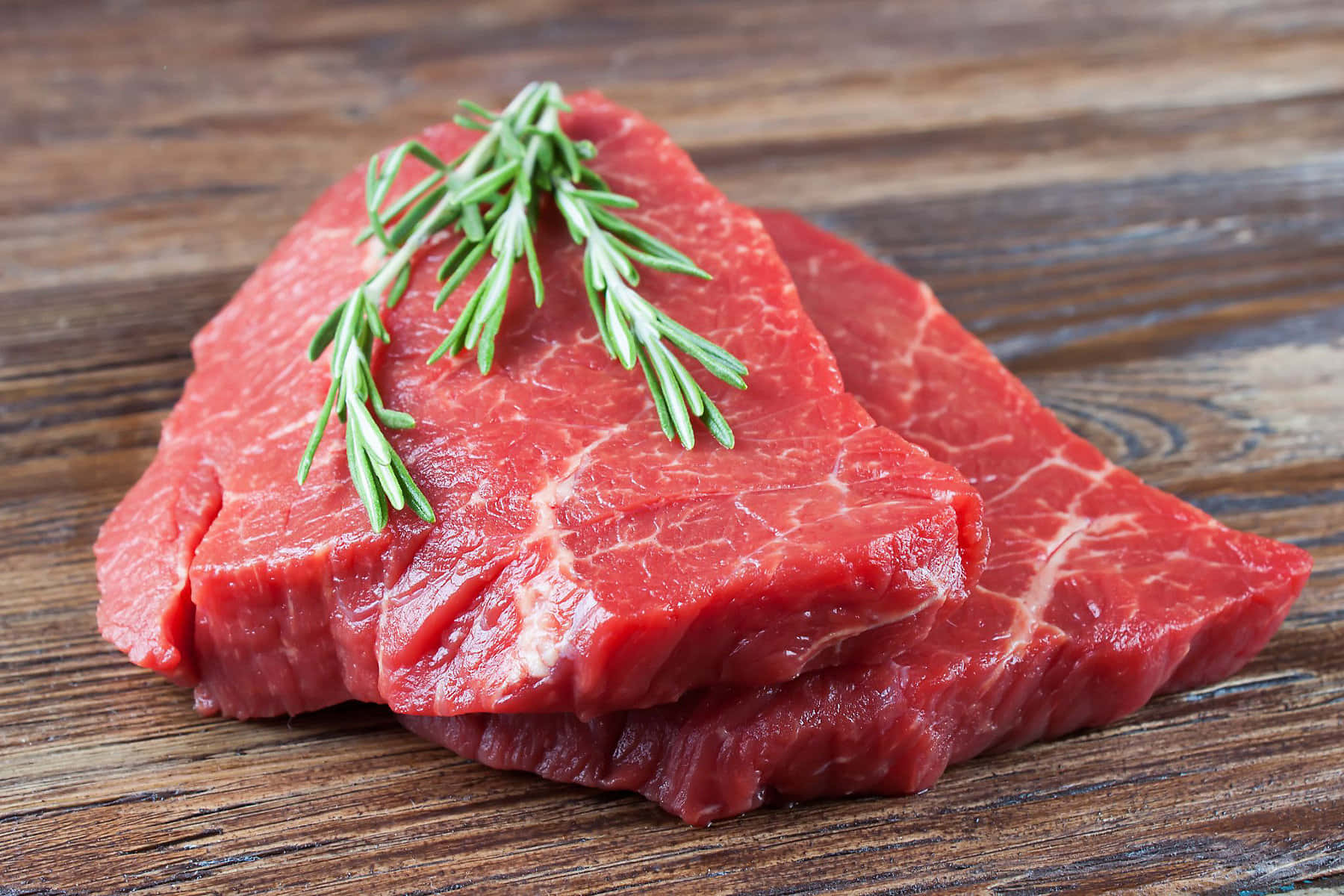 Red Meat, raw beef steaks, rosemary sprigs, HD Desktop Wallpaper