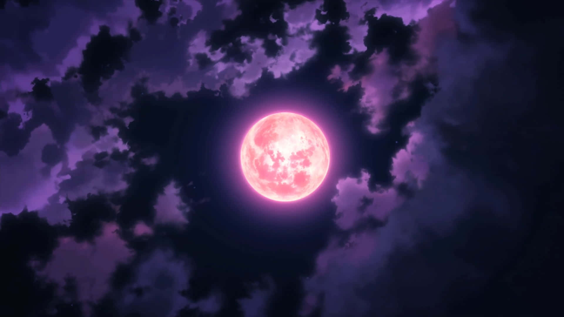 Red Moon, pink full moon, swirling dark purple clouds, Full HD Desktop Wallpaper